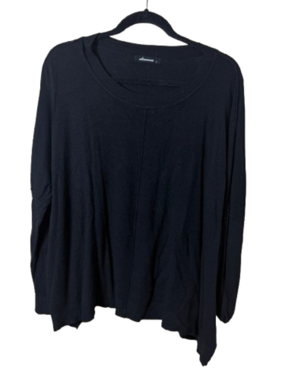 Olivaceous Drop Shoulder Round Neck Sweater Top Size Large Black